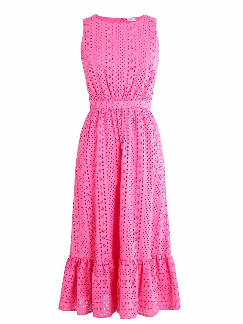 J.Crew Factory Eyelet-Embroidered Tiered Midi Dress Pink Size 0 Cotton